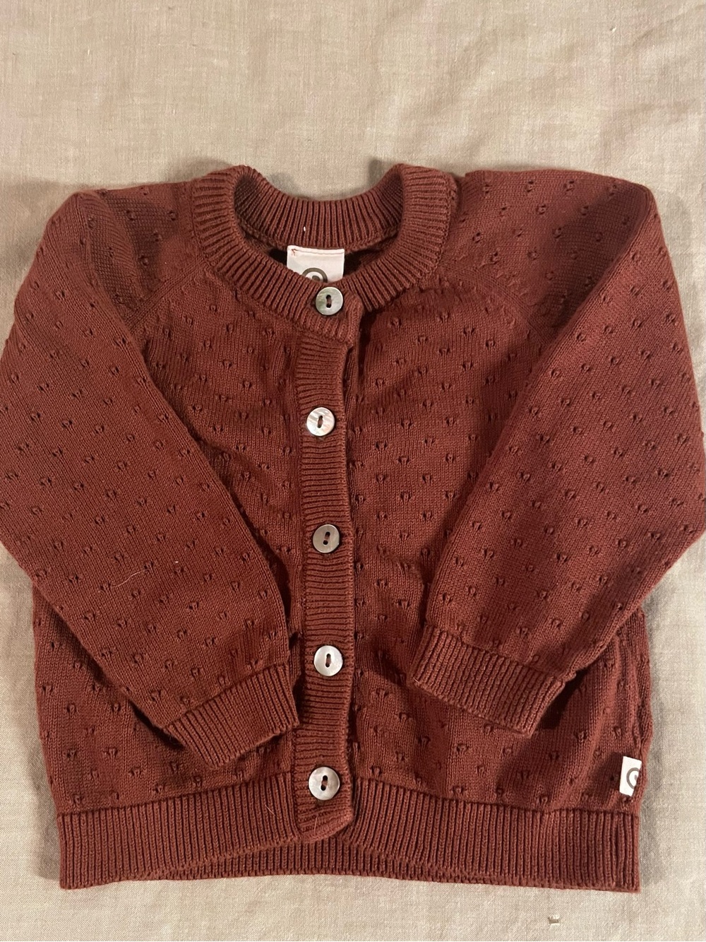 Müsli Organic Cotton Baby Cardigan in Rust Brown NWOT